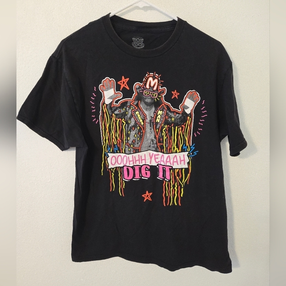 WWE Nerds Macho Man Randy Savage Shirt Mens Large WWF Legends Oh Yeah Dig It Wre